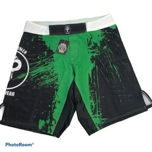 Warhammer green black adult board shorts hook loop